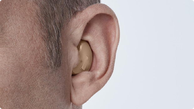 Close up shot of in the canal hearing aids